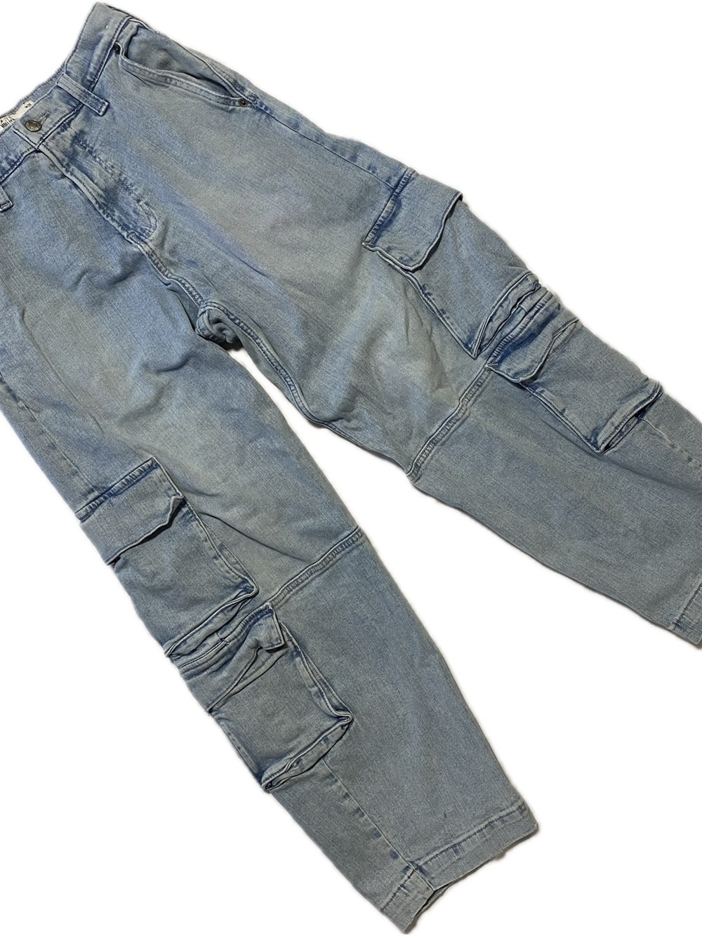 Hollister Baggy Light Blue Straight Cargo Jeans for Men